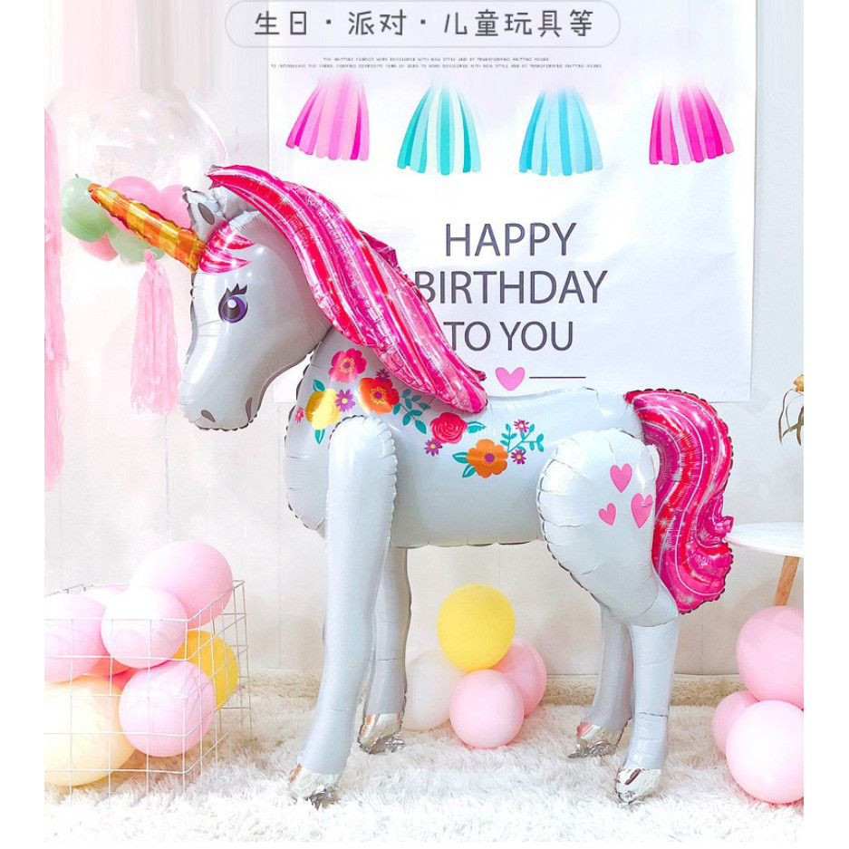 116x106 cm Super Large Unicorn Balloon 3D Standing birthday balloons birthday party decorations kids 大号立体拼装独角兽气球 (266L) - Image 3