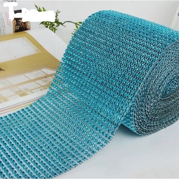 1yard Sparkling colorful Plated Diamond Mesh Wrap Crystal Rhinestone Ribbon Accessories (616L) - Image 19