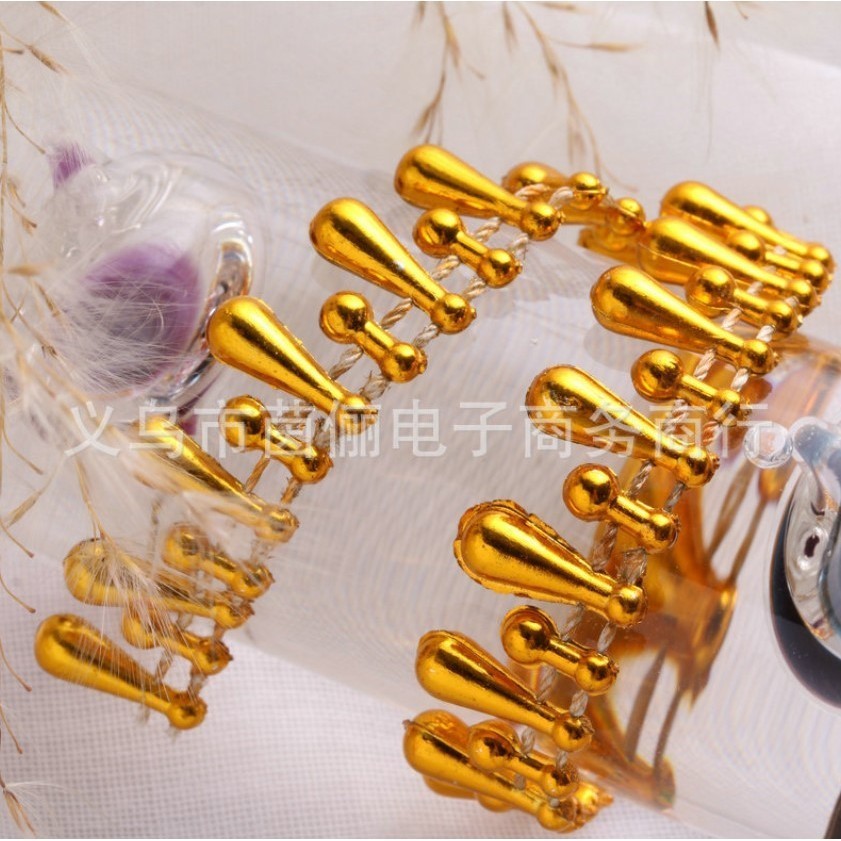 1yard 2cm Gold Silver Leaf Chain Plastic beads Ribbon For Cosplay Performance Sewing Accessories DIY Crafts 吊坠珠链(1550L) - Image 9