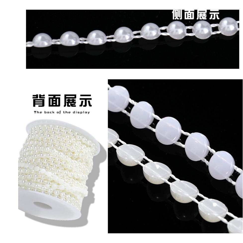 1yard/pack 6mm~10mm Half Round Pearl Beads Chain Garland Flowers Acrylic Beads For Wedding Decoration 半面定位连线珠链 (613L) - Image 7