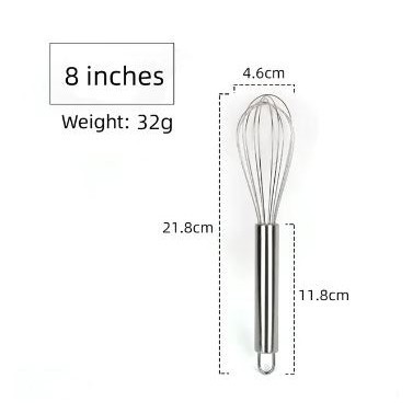 8/10/12inches Stainless Steel Balloon Wire Whisk Manual Egg Beater Mixer Kitchen Baking Utensil Milk Cream Butter(2464L) - Image 10