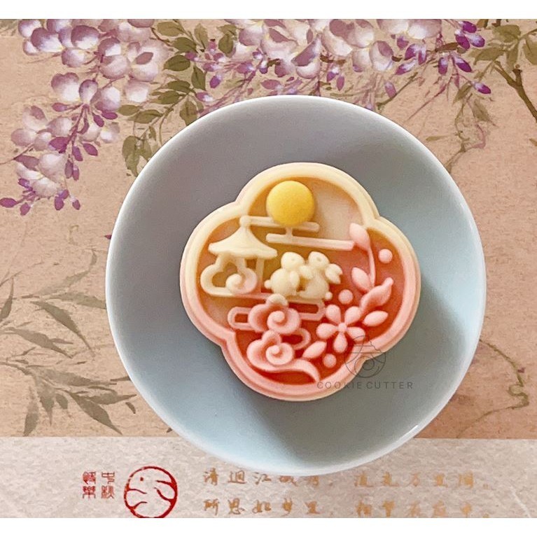 50g 63g Creative Mid-Autumn Mooncake Pressed Mould Bunny Moon Pattern Stamp Dec中式国风立体广寒宫中秋节月饼模具满月月桂兔(2918L) - Image 2