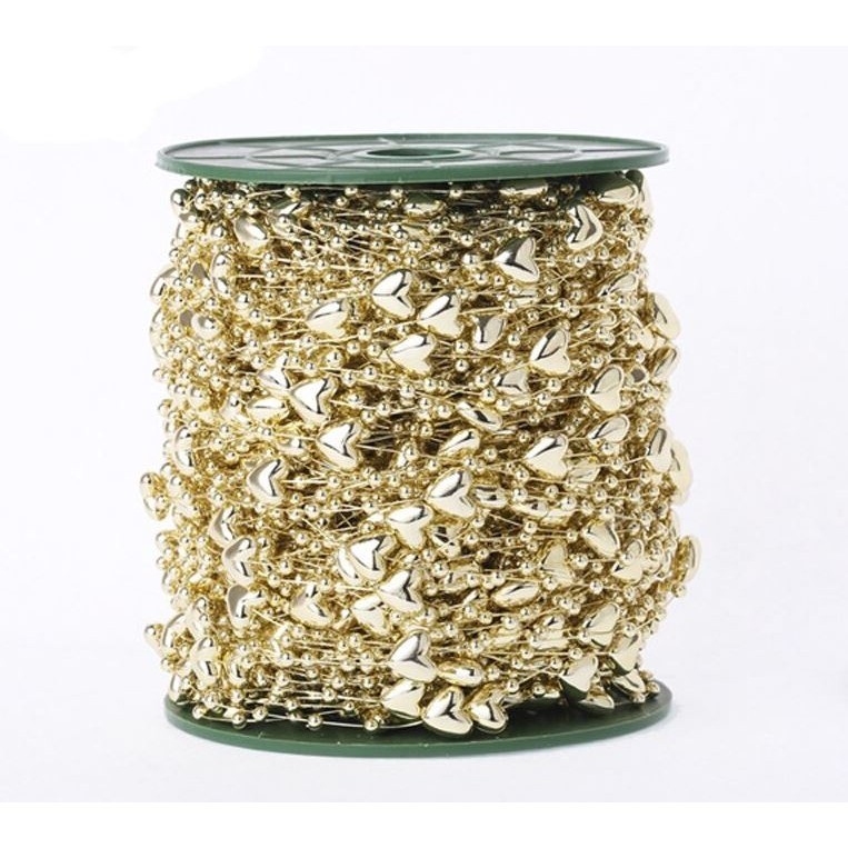 1yard Length 9mm Love Heart Shaped Artificial Pearls Bead Fishing Line Chain Party Home Decoration 鱼线连线珠满天星 (1173L) - Image 3