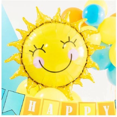 66 x 65cm Sun Flower Foil Balloons Smile Face Mylar Balloon Lovely Kids Toy For Birthday Party Decoration