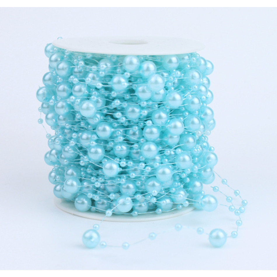 1yard Fishing Line Artificial Pearls Beads Chain Garland Flowers Wedding Party Decoration Brides Headgear 满天星鱼线珠链 (614L) - Image 10