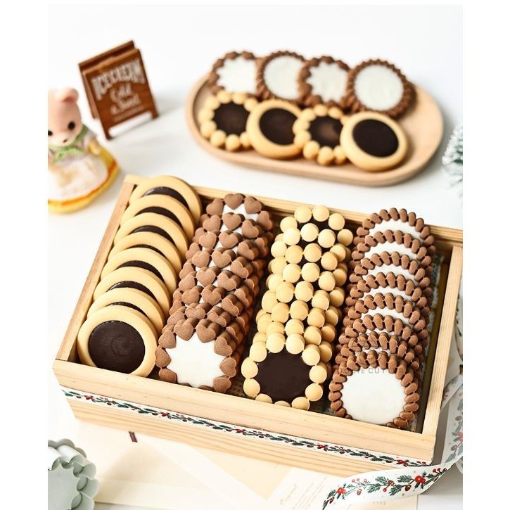 4 Pcs Jam Sandwich Cookie Cutter Mold 3D Biscuit Mould Pressable Chocolate Fondant Stamp情人节巧克力夹心曲奇礼盒饼干模具(2920L)