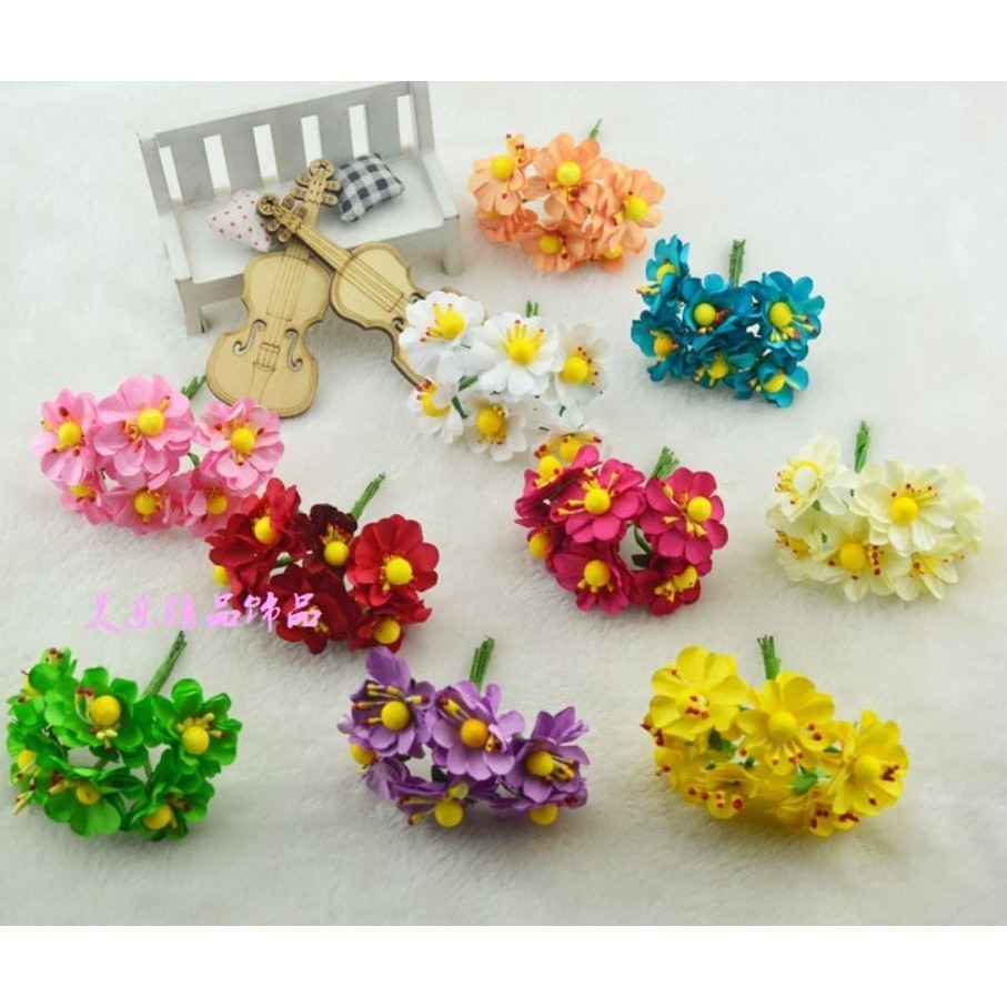 12pcs DIY mini wild chrysanthemum paper flower bouquet wedding wreath decoration accessories fake flower (638L)