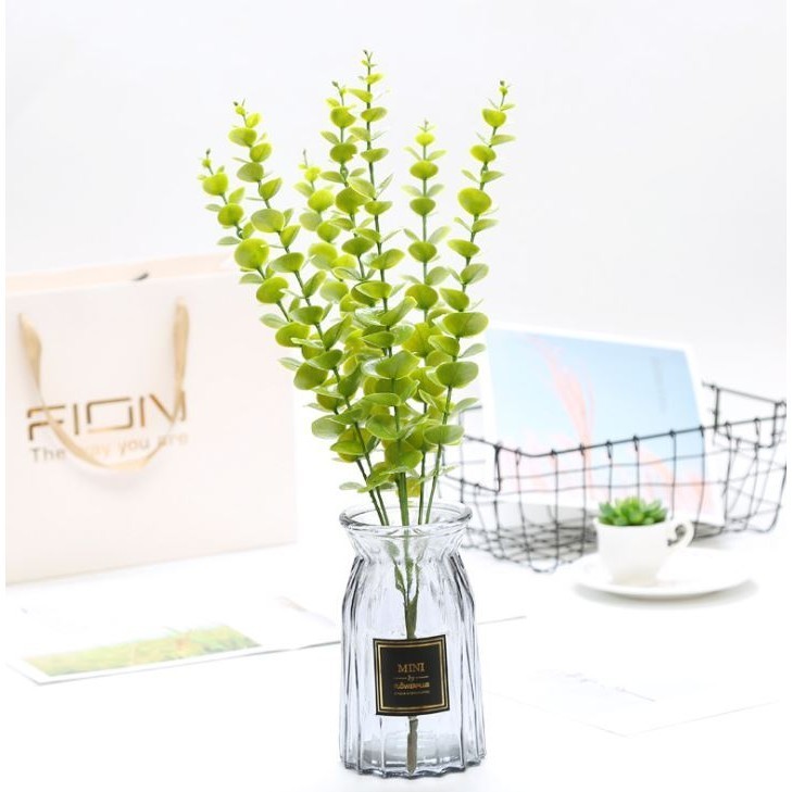 Artificial Plant Plastic Eucalyptus Leaves Flower Material Decoration Wedding Flower Wall Simulation Leaf Green (1294L) - Image 3