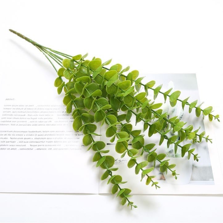 Artificial Plant Plastic Eucalyptus Leaves Flower Material Decoration Wedding Flower Wall Simulation Leaf Green (1294L) - Image 5