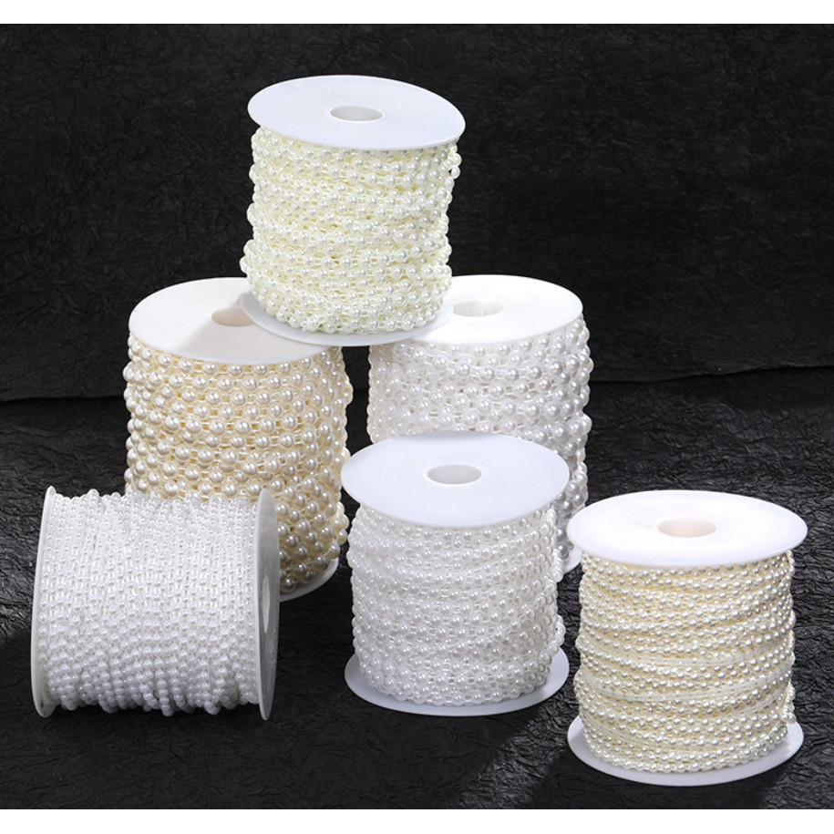 1yard/pack 6mm~10mm Half Round Pearl Beads Chain Garland Flowers Acrylic Beads For Wedding Decoration 半面定位连线珠链 (613L) - Image 3