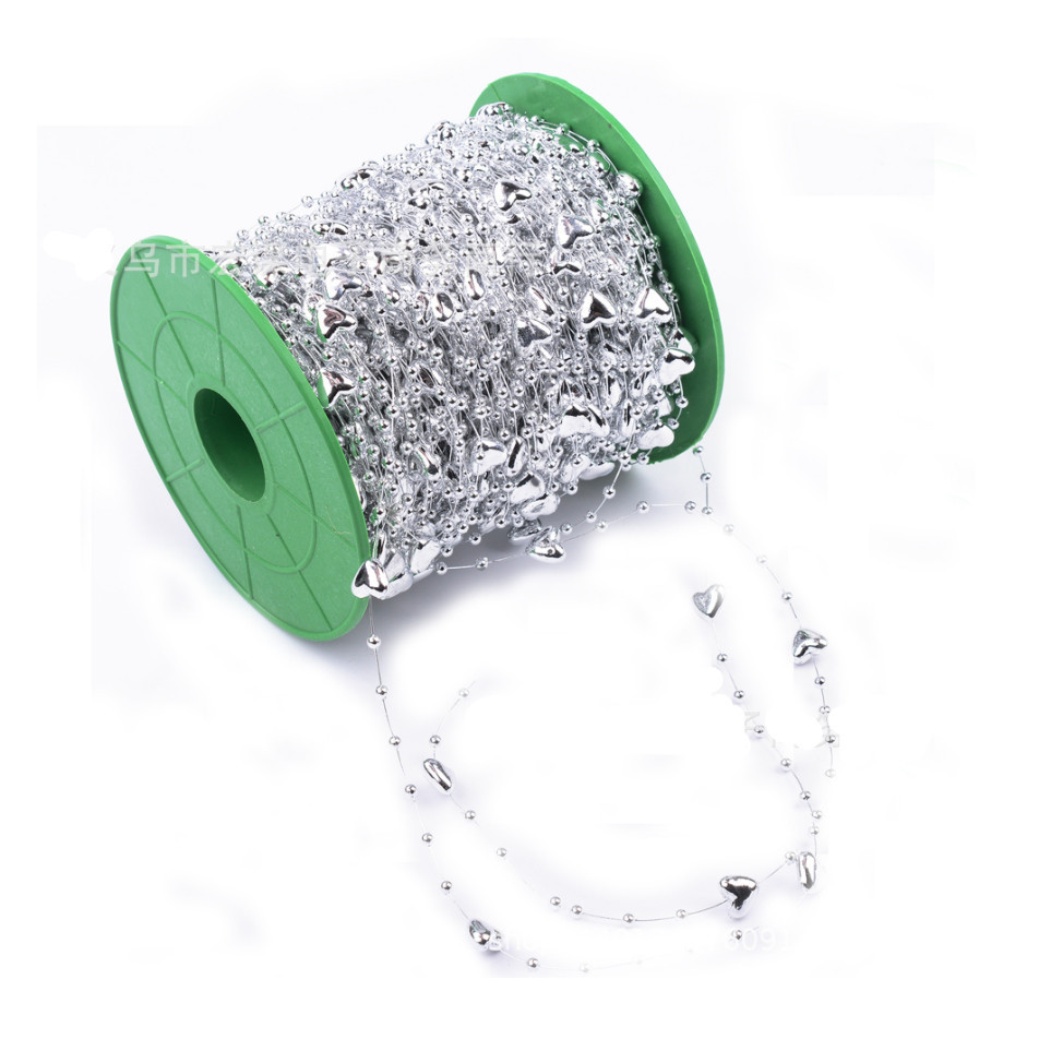 1yard Length 9mm Love Heart Shaped Artificial Pearls Bead Fishing Line Chain Party Home Decoration 鱼线连线珠满天星 (1173L) - Image 9