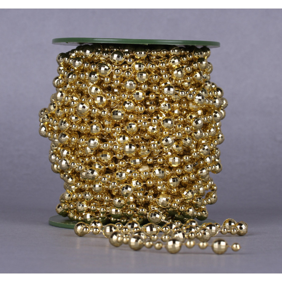 1yard 8+4mm Christmas Bead Chain Pendant Christmas Tree Decoration Pearl Beads Chain Ornament 电镀金银色珠链 (1159L) - Image 7