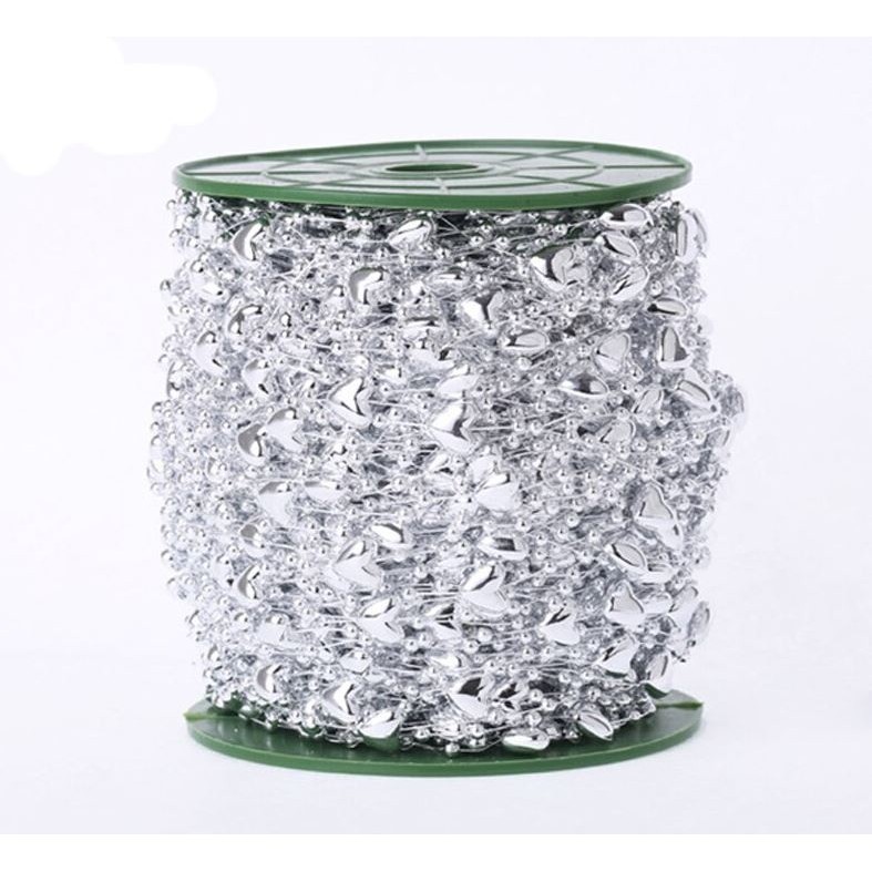 1yard Length 9mm Love Heart Shaped Artificial Pearls Bead Fishing Line Chain Party Home Decoration 鱼线连线珠满天星 (1173L) - Image 4