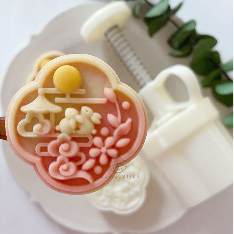 50g 63g Creative Mid-Autumn Mooncake Pressed Mould Bunny Moon Pattern Stamp Dec中式国风立体广寒宫中秋节月饼模具满月月桂兔(2918L) - Image 3