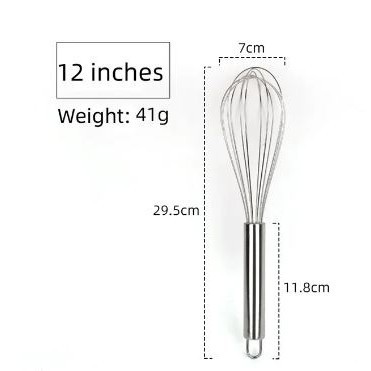 8/10/12inches Stainless Steel Balloon Wire Whisk Manual Egg Beater Mixer Kitchen Baking Utensil Milk Cream Butter(2464L) - Image 8
