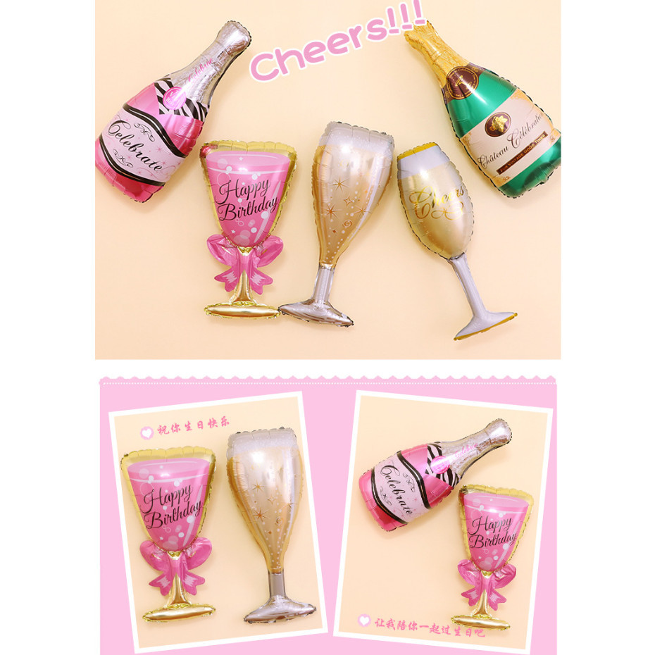 Large champagne bottle, balloon, birthday glass, goblet party, bubble party, flamingo cocktail 大号香槟酒瓶酒杯铝膜气球 (213L) - Image 7