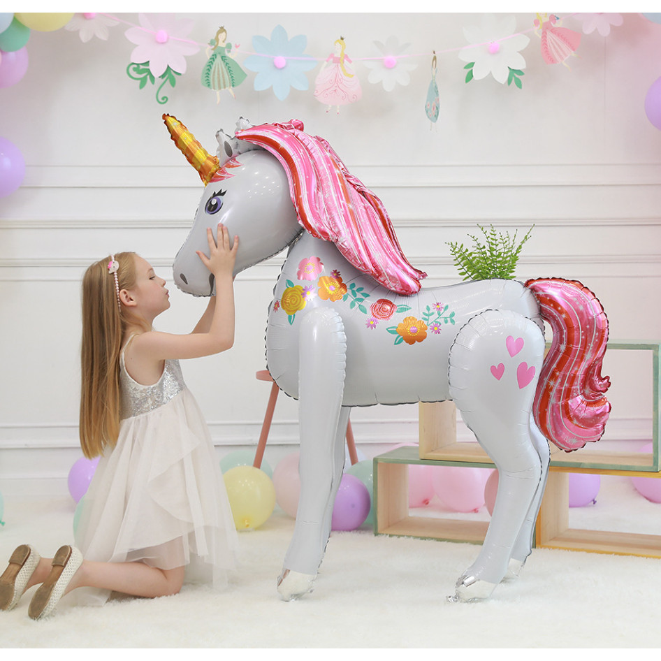 116x106 cm Super Large Unicorn Balloon 3D Standing birthday balloons birthday party decorations kids 大号立体拼装独角兽气球 (266L) - Image 4