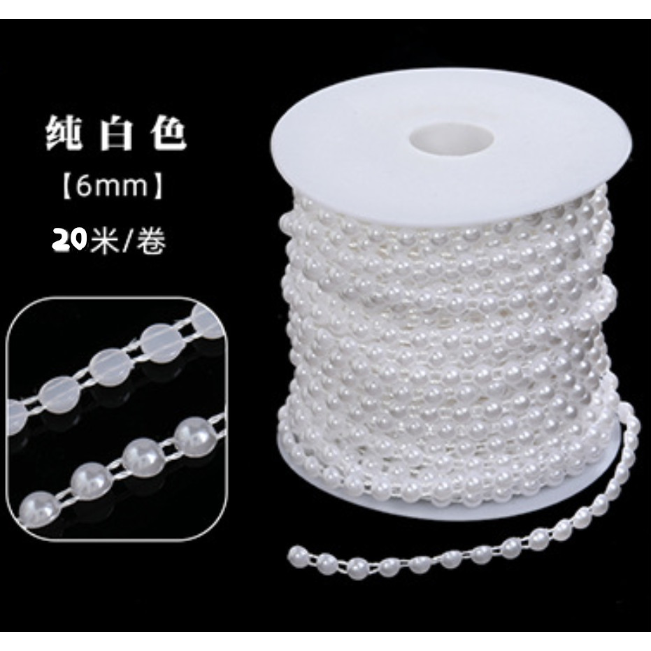 1yard/pack 6mm~10mm Half Round Pearl Beads Chain Garland Flowers Acrylic Beads For Wedding Decoration 半面定位连线珠链 (613L) - Image 9