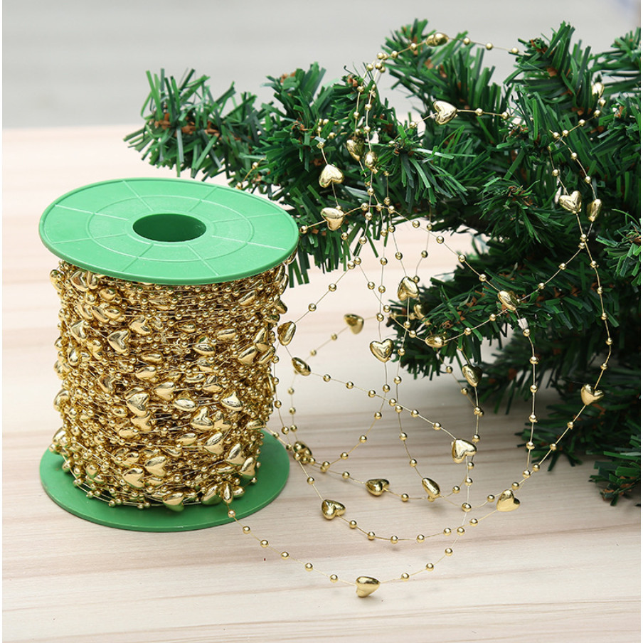 1yard Length 9mm Love Heart Shaped Artificial Pearls Bead Fishing Line Chain Party Home Decoration 鱼线连线珠满天星 (1173L) - Image 7