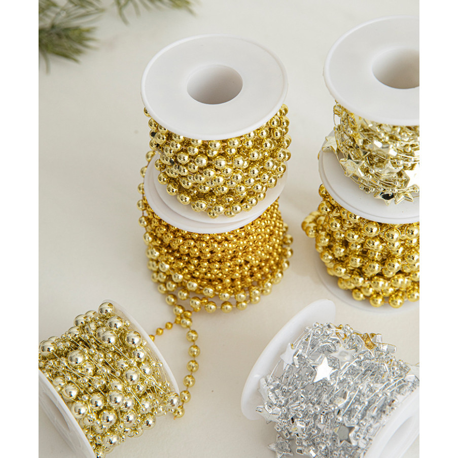 1yard 8mm Christmas Bead Chain Pendant Christmas Tree Decoration Pearl Beads Chain Ornament Christmas 电镀珠串珠 (619L) - Image 6