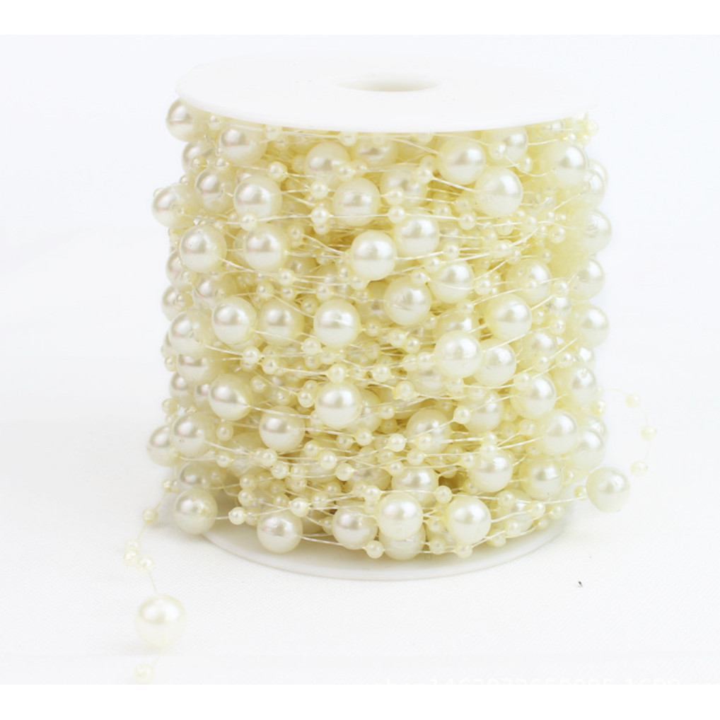 1yard Fishing Line Artificial Pearls Beads Chain Garland Flowers Wedding Party Decoration Brides Headgear 满天星鱼线珠链 (614L) - Image 16