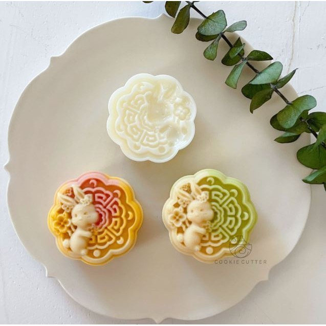 75g 3D Mooncake Rabbit Mid-Autumn Festival Pastry Mold Chinese Flower Full Moon Rabbit Mold立体月饼兔中秋节糕点模具中式花好月圆 (2916L) - Image 2