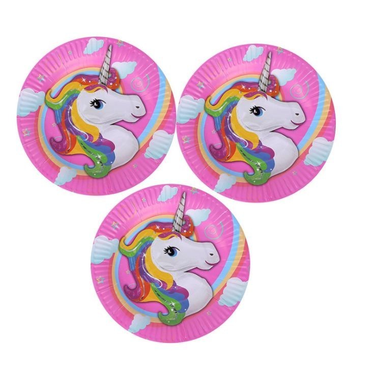 10pcs/lot Unicorn 7inch Paper Plates Kids Birthday Party Decoration Disposable Party Paper Plates(739L)