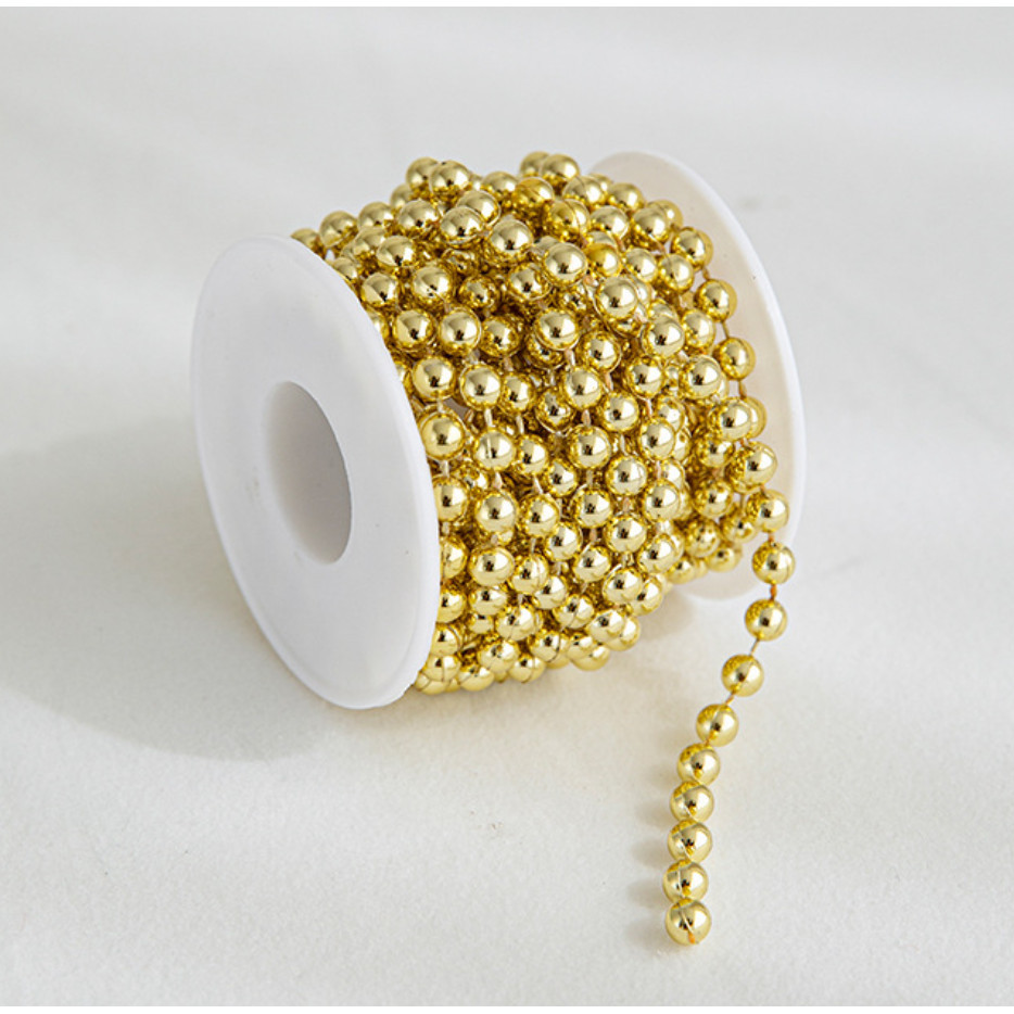 1yard 8mm Christmas Bead Chain Pendant Christmas Tree Decoration Pearl Beads Chain Ornament Christmas 电镀珠串珠 (619L) - Image 8