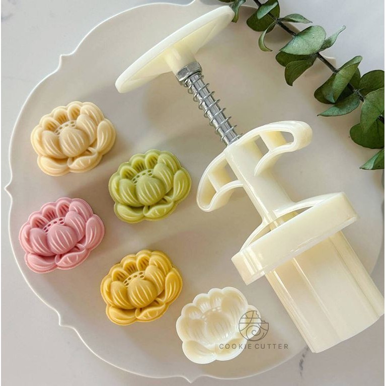 20g-30g Small Lotus Bean Paste Cake Mold Mini Lotus Chinese Mid-Autumn Festival Rice Dumpling Mold荷花绿豆糕广式冰皮月饼烘焙模具(2919L)
