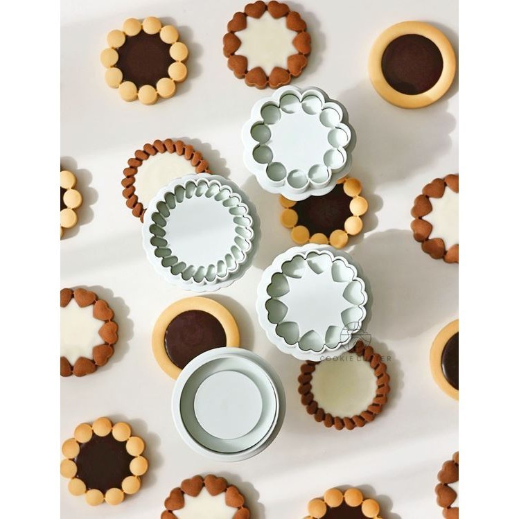 4 Pcs Jam Sandwich Cookie Cutter Mold 3D Biscuit Mould Pressable Chocolate Fondant Stamp情人节巧克力夹心曲奇礼盒饼干模具(2920L) - Image 5