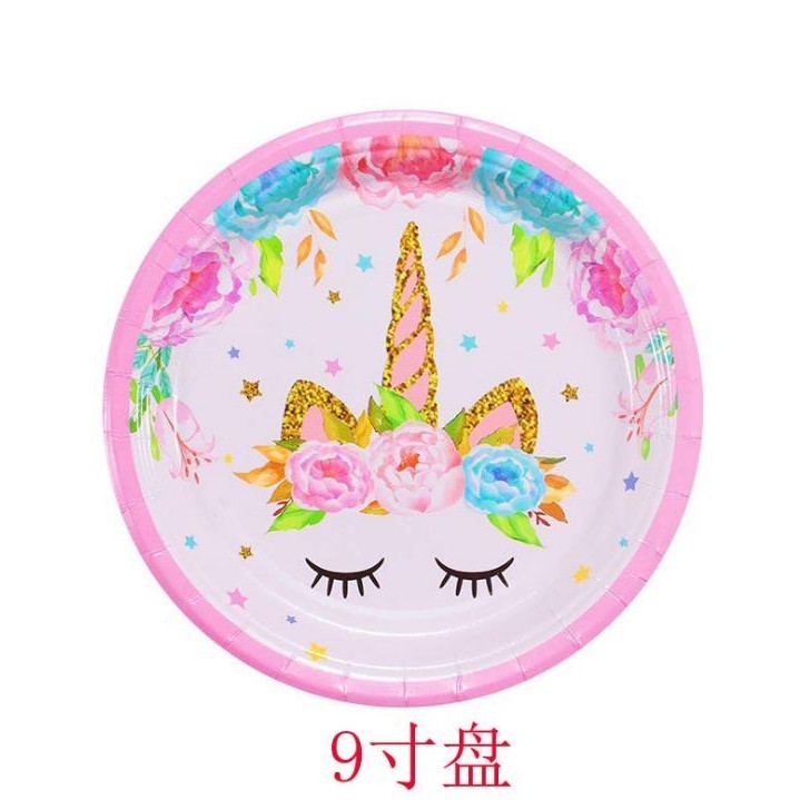 10pcs 7inch 9inch diameter Unicorn design Paper Plates for Kids Unicorn Birthday Party Decoration(740L) - Image 2