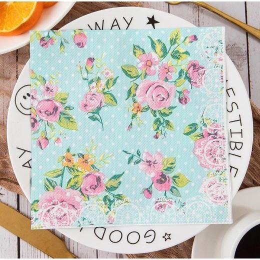 20PCS/Bag Printed Paper Towels Light Luxury Style Floral Napkins Birthday Party Necessities Square Tissue Paper(2964L) - Image 6