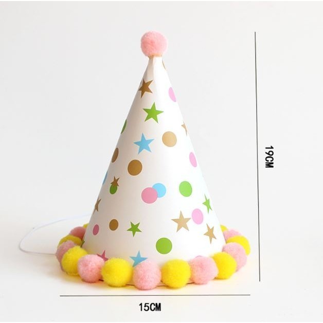 1pc Birthday Hat Children's Day Pompon Paper Hat Decoration Toy Baby One Year Old Party (2948L) - Image 5