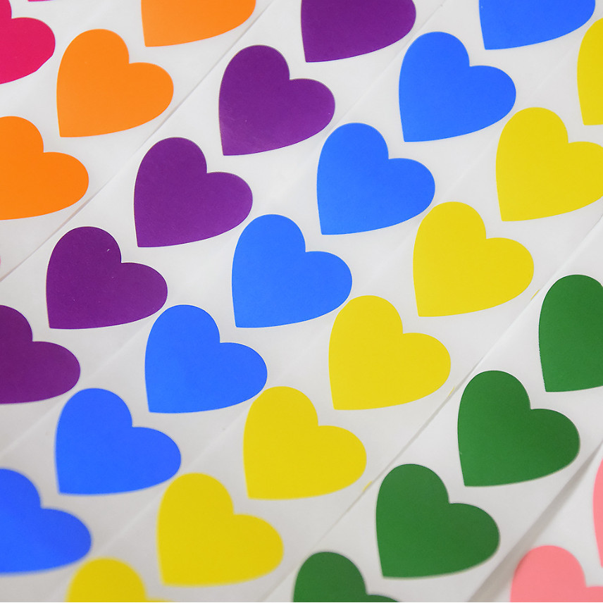 500pcs/roll or 50pcs 1inch color heart decorative wholesale label sealing roll adhesive sticker for gift box爱心贴纸 (3014L) - Image 3