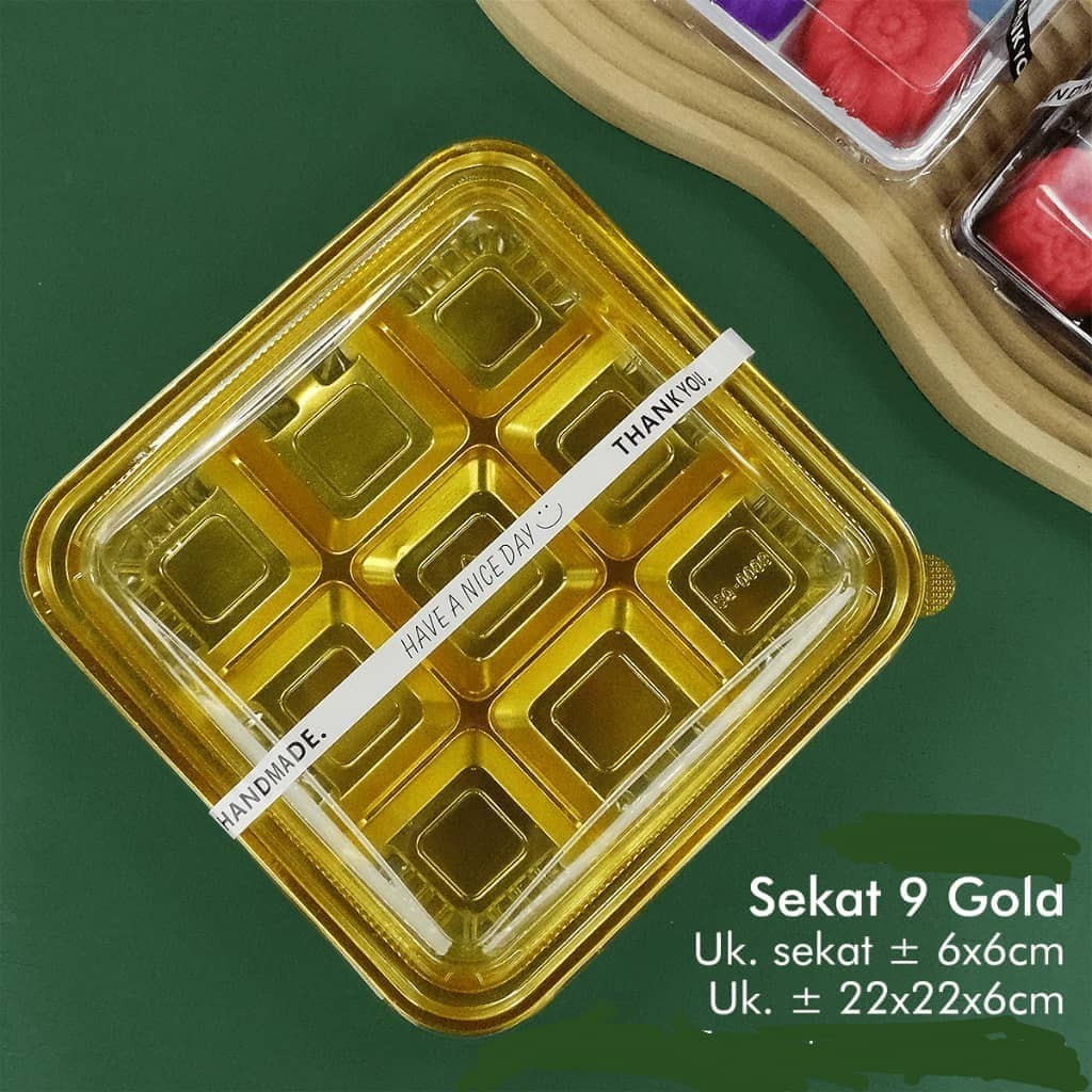 9 and 12 Square Moon Cake Trays Mooncake Packaging Box With Cover Food Container Holder Gold Plastic Cake Box (2959L) - Image 2