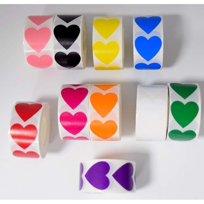 500pcs/roll or 50pcs 1inch color heart decorative wholesale label sealing roll adhesive sticker for gift box爱心贴纸 (3014L) - Image 5