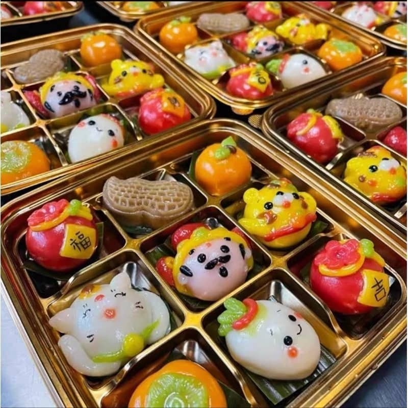 9 and 12 Square Moon Cake Trays Mooncake Packaging Box With Cover Food Container Holder Gold Plastic Cake Box (2959L)