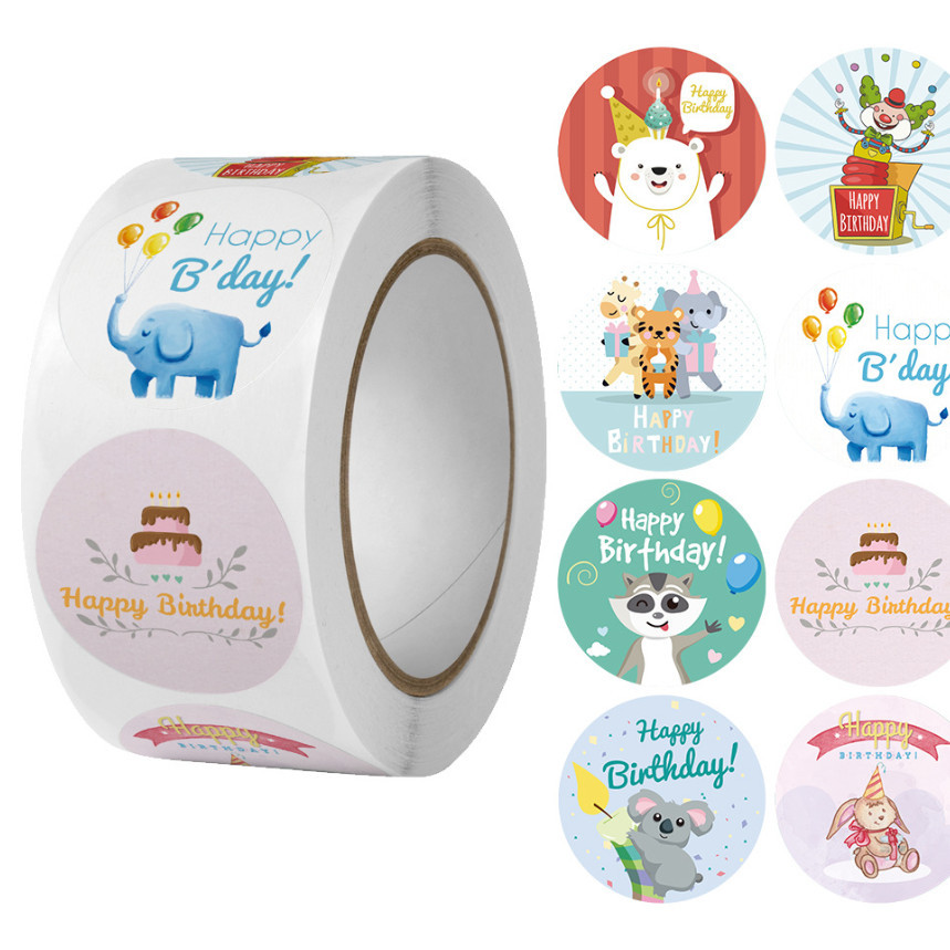 500pcs Adorable Round Happy Birthday Sticker In Designs Kawaii Stationery Cute Things Love 生日祝福贴纸 (2432L) - Image 12