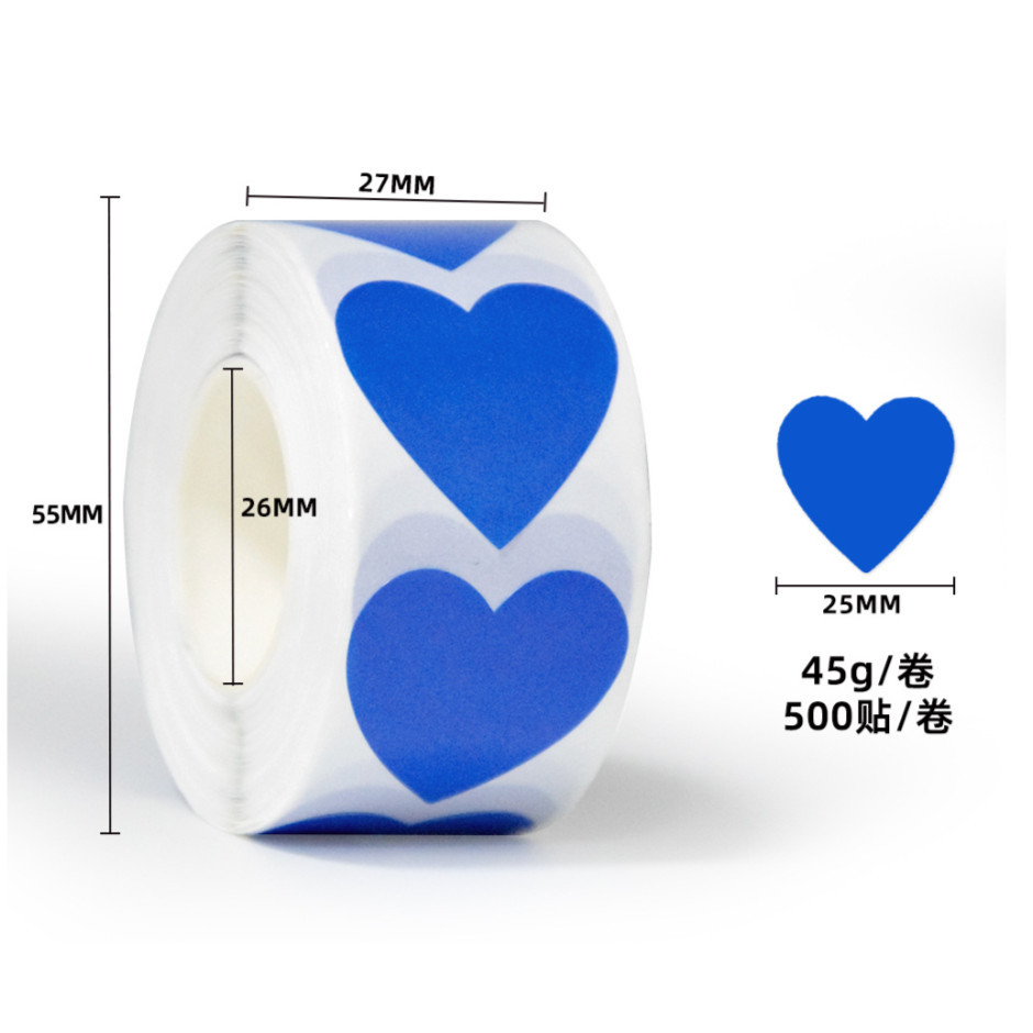 500pcs/roll or 50pcs 1inch color heart decorative wholesale label sealing roll adhesive sticker for gift box爱心贴纸 (3014L) - Image 19