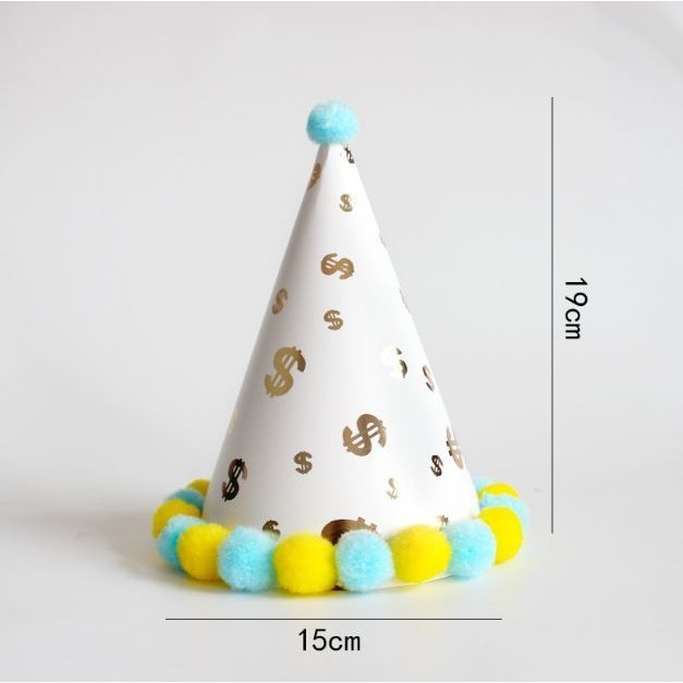 1pc Birthday Hat Children's Day Pompon Paper Hat Decoration Toy Baby One Year Old Party (2948L) - Image 3