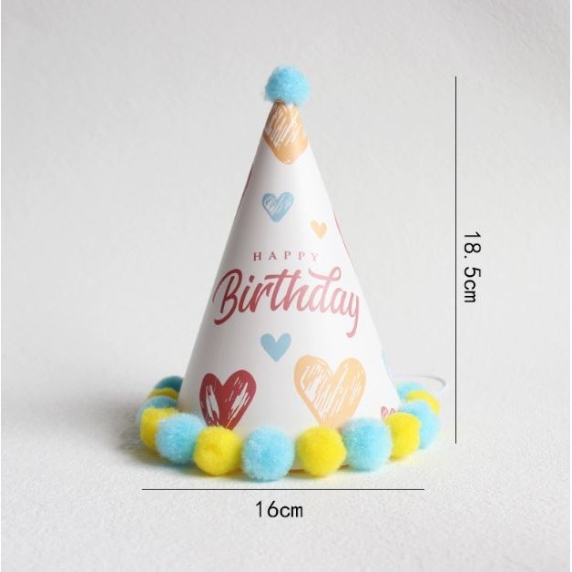 1pc Birthday Hat Children's Day Pompon Paper Hat Decoration Toy Baby One Year Old Party (2948L) - Image 7
