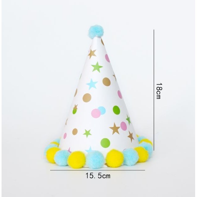 1pc Birthday Hat Children's Day Pompon Paper Hat Decoration Toy Baby One Year Old Party (2948L) - Image 4