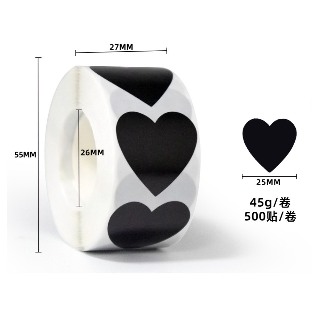 500pcs/roll or 50pcs 1inch color heart decorative wholesale label sealing roll adhesive sticker for gift box爱心贴纸 (3014L) - Image 14
