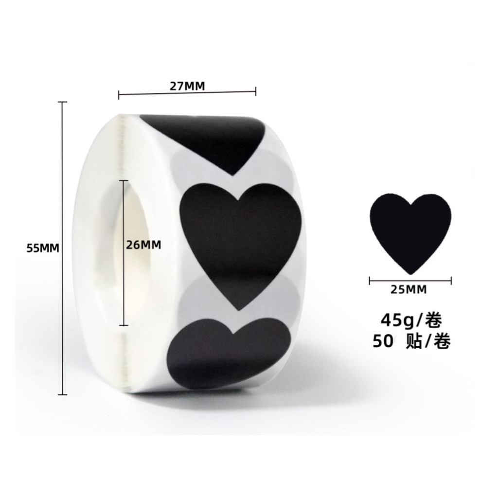 500pcs/roll or 50pcs 1inch color heart decorative wholesale label sealing roll adhesive sticker for gift box爱心贴纸 (3014L) - Image 9