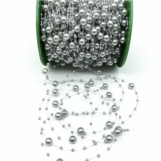 1yard Fishing Line Artificial Pearls Beads Chain Garland Flowers Wedding Party Decoration Brides Headgear 满天星鱼线珠链 (614L) - Image 20