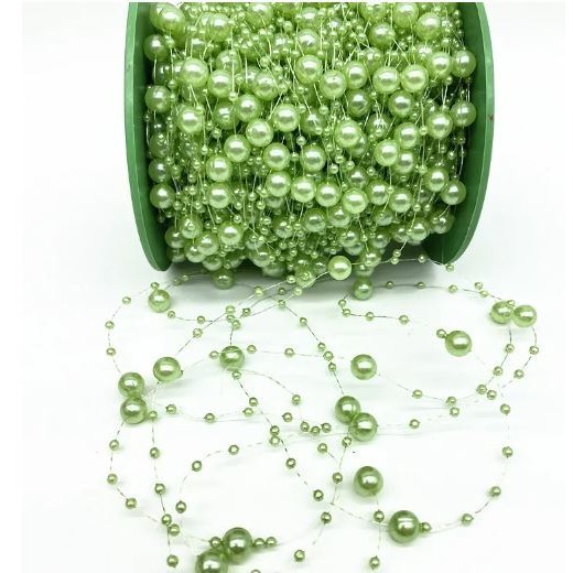1yard Fishing Line Artificial Pearls Beads Chain Garland Flowers Wedding Party Decoration Brides Headgear 满天星鱼线珠链 (614L) - Image 19