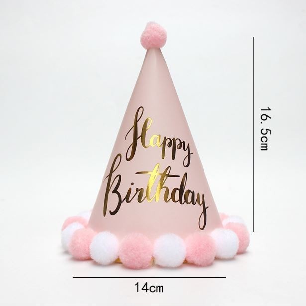1pc Happy Birthday Hat Party Decoration Children Birthday Gift Kindergarten DIY Handmade Paper Pompom Cap (2949L) - Image 5