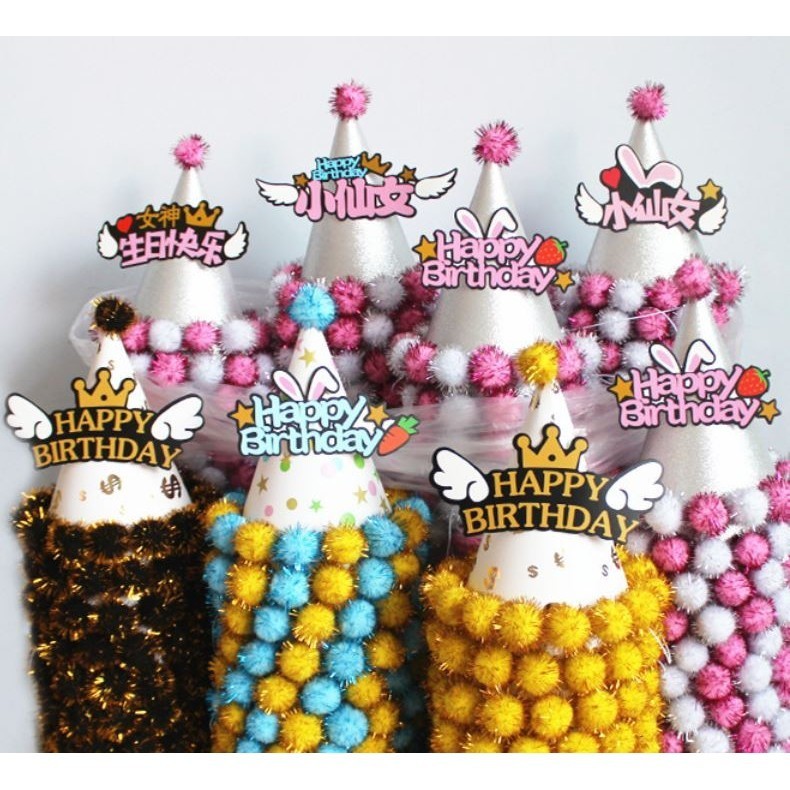 New Happy Birthday Hat Goddess Birthday Party Headwear Cap Decoration Newborns Party Hats Supplies Kids Girl (2945L)