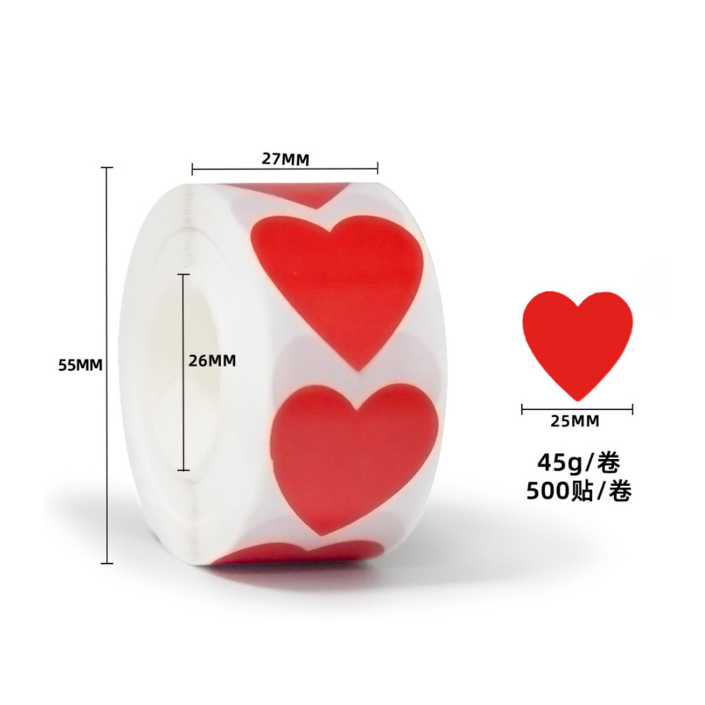 500pcs/roll or 50pcs 1inch color heart decorative wholesale label sealing roll adhesive sticker for gift box爱心贴纸 (3014L) - Image 16