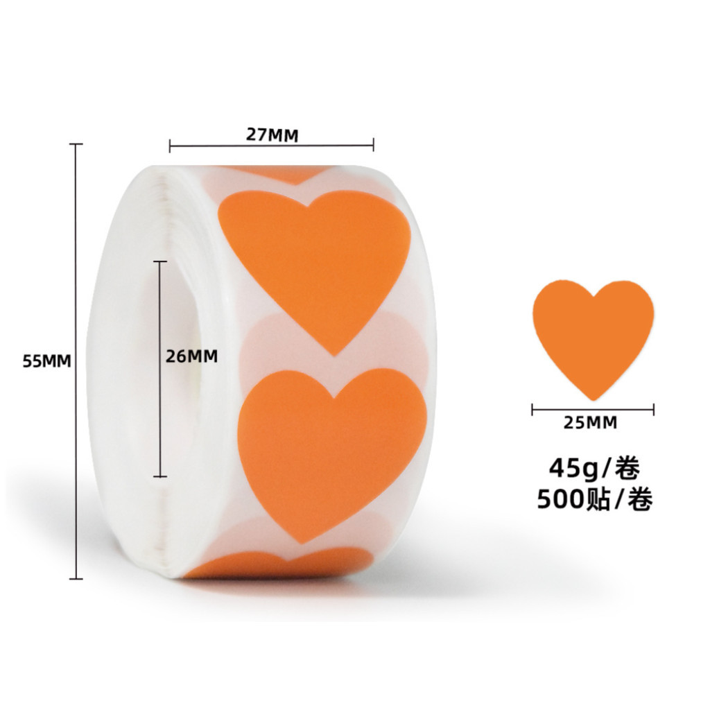 500pcs/roll or 50pcs 1inch color heart decorative wholesale label sealing roll adhesive sticker for gift box爱心贴纸 (3014L) - Image 15